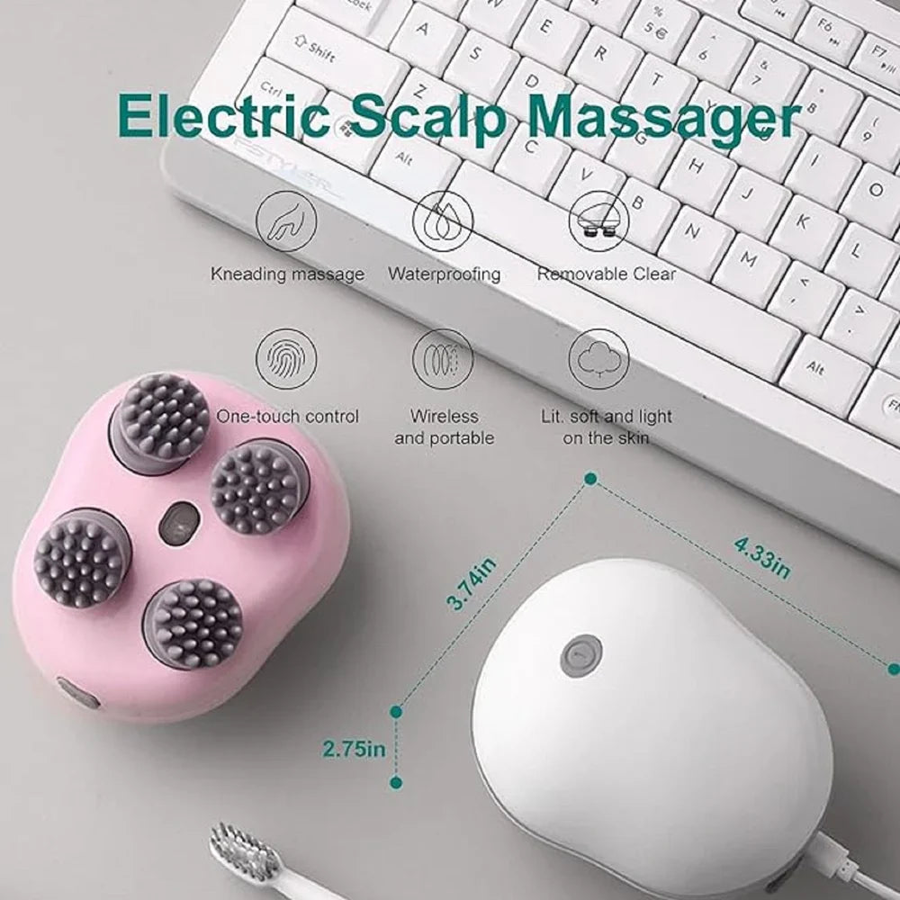 Electric Head,Scalp Massager | Advance Red Light Therapy for Boost Hair Growth, Hair Fall Control, Scalp Therapy | 3 Speed Mode Handheld,Portable,Scalp Scratcher Body Massage for Hair Growth,Deep Clean & Stress Relaxation