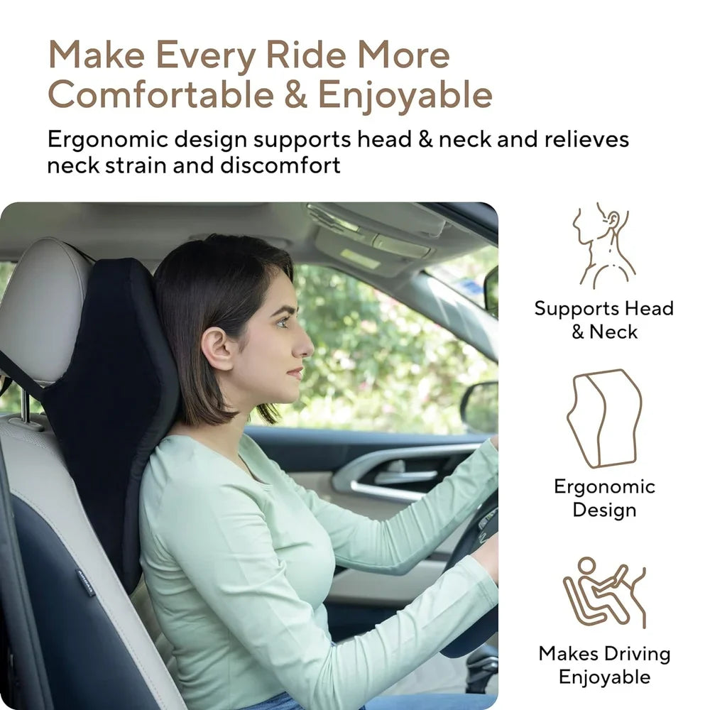 Foam Premium Car Neck Rest Pillow: Comfortable Pillows - Enhance Your Driving Experience With Our Pillow For Seats Perfect Support Long Journeys, Medium, Black