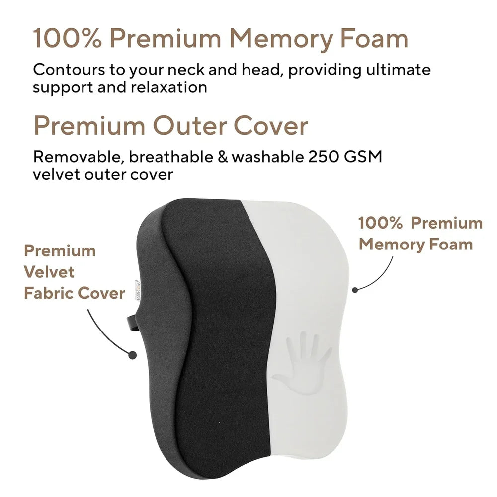 Foam Premium Car Neck Rest Pillow: Comfortable Pillows - Enhance Your Driving Experience With Our Pillow For Seats Perfect Support Long Journeys, Medium, Black
