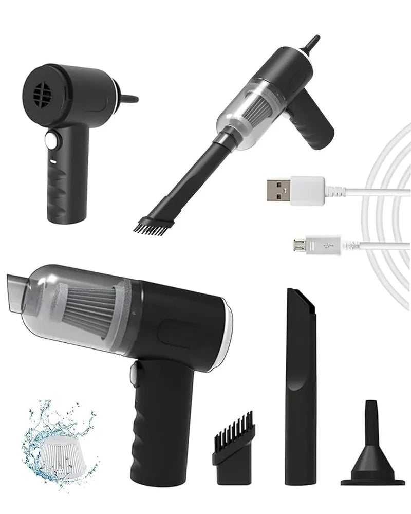 3 in 1 Portable Electric Nail Drill Professional Cleaner Dust Collection /Lighting Car Vacuum 120W High-Power Handheld Wireless Vacuum Cleaner Home Car Dual USB Rechargeable (Black)