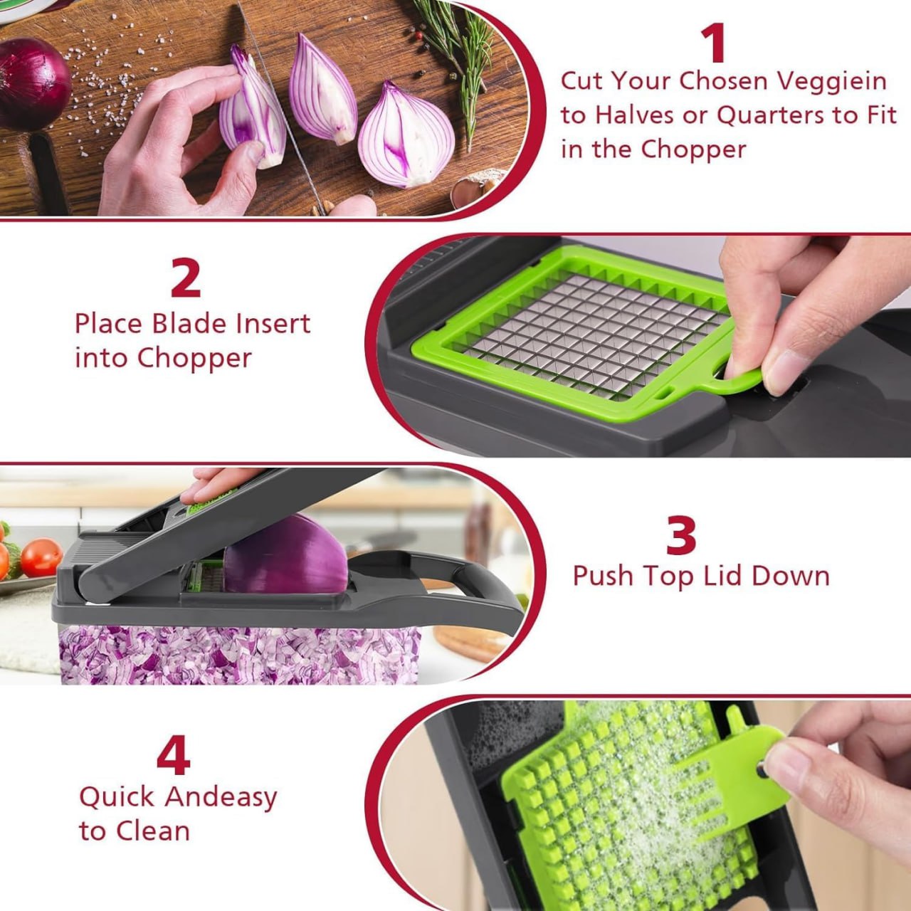 Vegetable Chopper | Veggie Chopper| 14 in 1 Multifunctional Food Chopper | Onions Chopper Mandoline Slicer | Rapid Vegetable Cutter Dicer | Kitchen Gadgets with 8 Stainless Steel Blade Drain Basket & Container