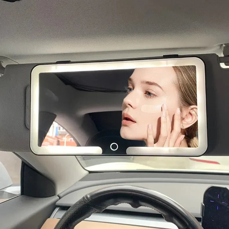 Upgrade Car Sun Visor Vanity Mirror,Big Led Car Mirror with 3 Light Modes & 80 LEDs,Rechargeable Car Makeup Mirror - Dimmable Touch Control,Car Light Up Mirror Universal for Car Truck SUV