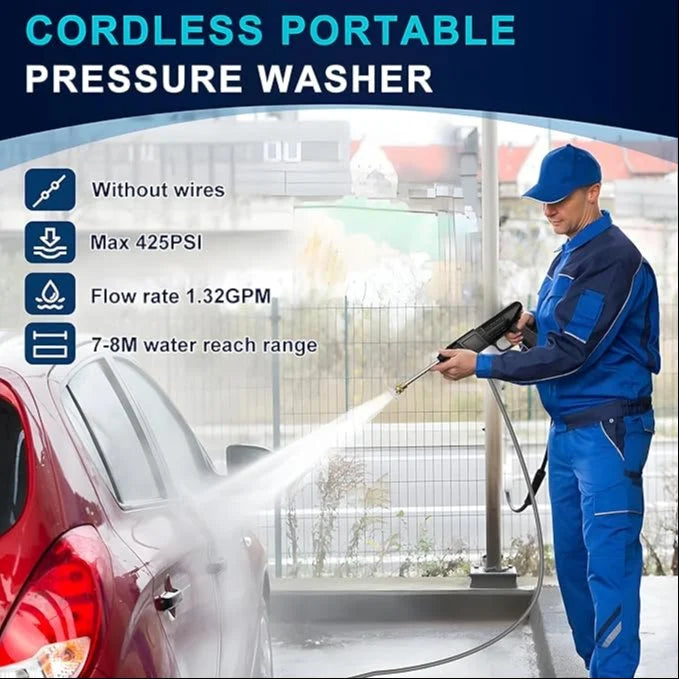 Cordless Portable Wireless Pressure Washer Gun 48V 12000mah High Pressure Water Gun for Car Wash Bike Washing Cleaning| Adjustable Nozzle and 5M Hose Pipe