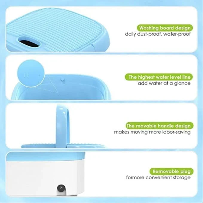2Kg Portable Foldable Mini Top Loading Washing Machine with Spinner & Dryer for Baby Clothes, Semi Automatic Bucket Washer with Modes for Home, Travel & Multipurpose (Multi)