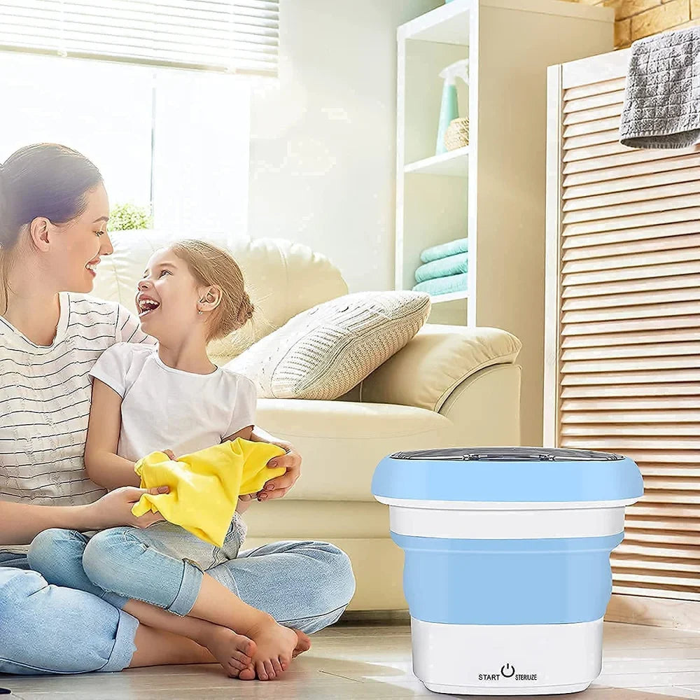 2Kg Portable Foldable Mini Top Loading Washing Machine with Spinner & Dryer for Baby Clothes, Semi Automatic Bucket Washer with Modes for Home, Travel & Multipurpose (Multi)